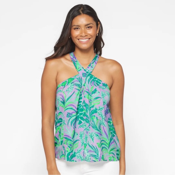 Lilly Pulitzer Tops - Lovely Lily Pulitzer Rori halter top in "purple iris on the chase," Size XL